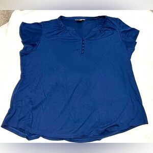 Liz Claiborne Navy Blouse with Button Detail